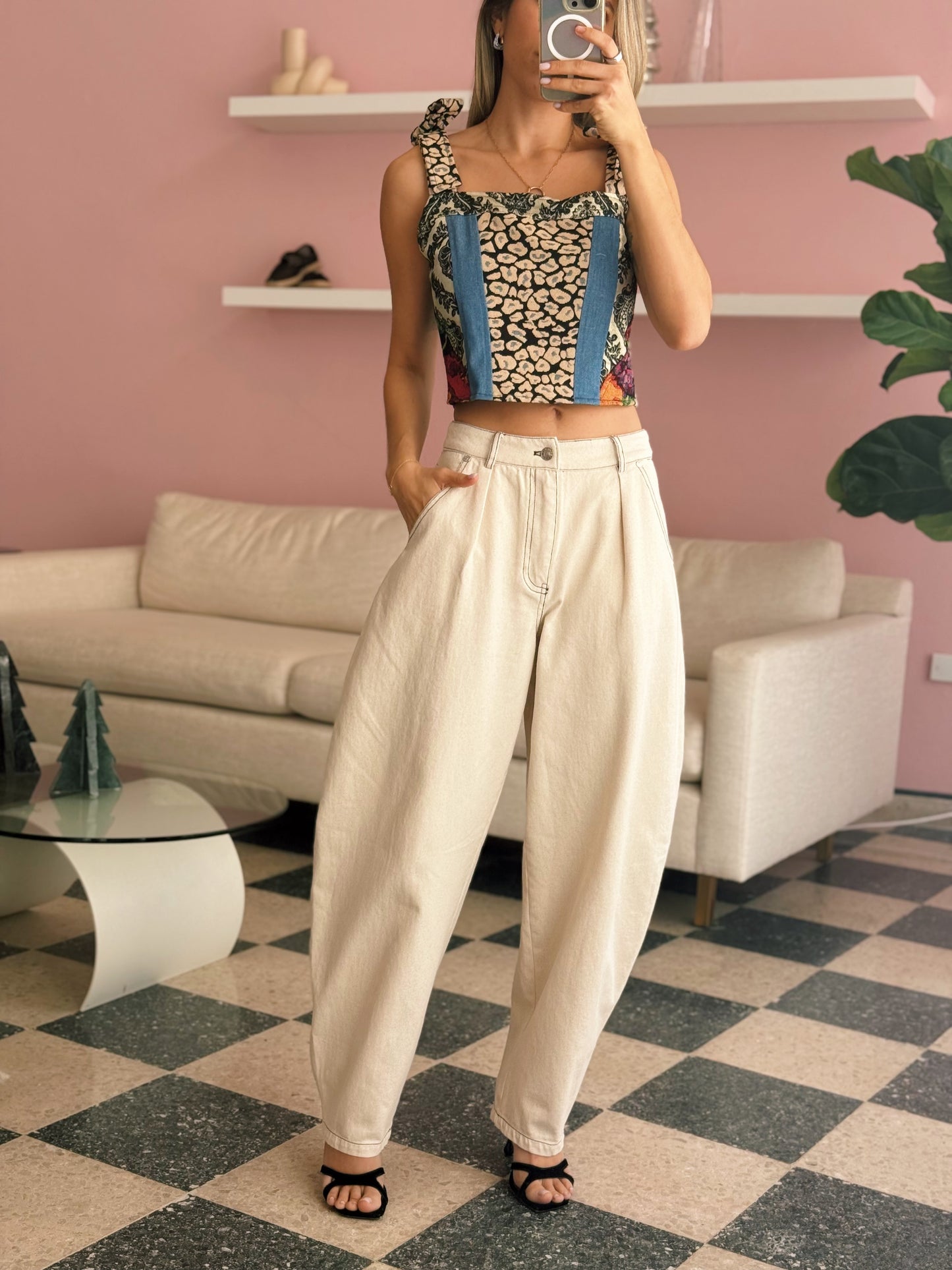 Abstract Bustier Top