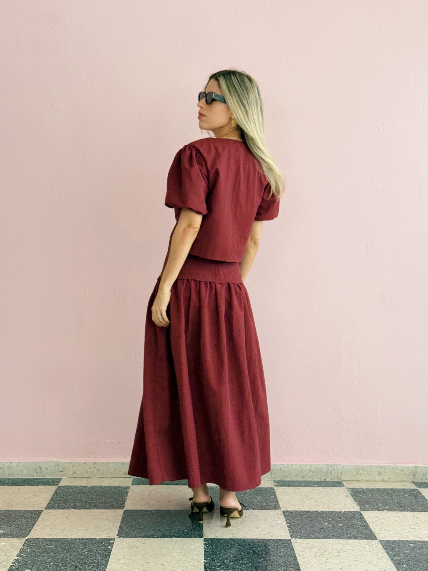 Burgundy Skirt Set