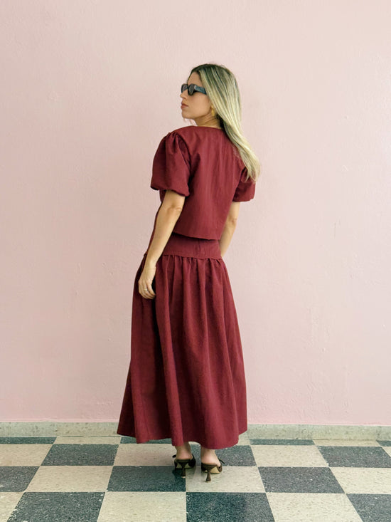 Burgundy Skirt Set