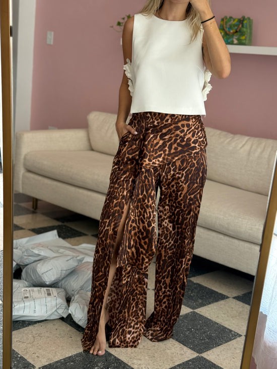 Asymmetrical Leopard Pants