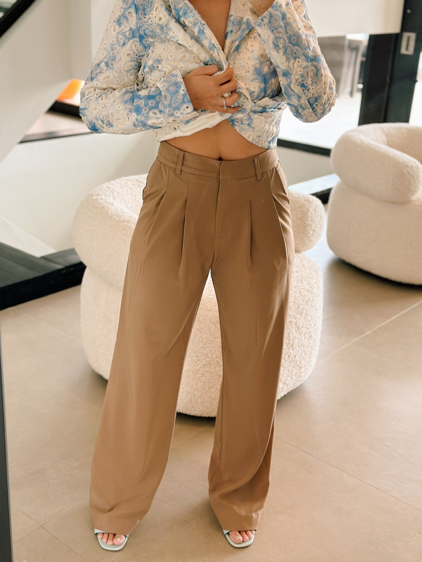 Pleat Taupe Trousers