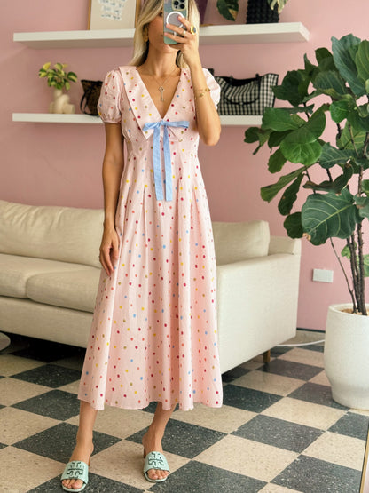 Polka Dot Collar Midi Dress