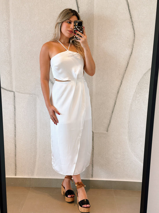 Side Cut White Dress