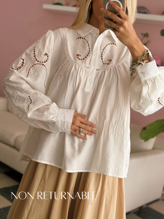 White Embroidered Blouse