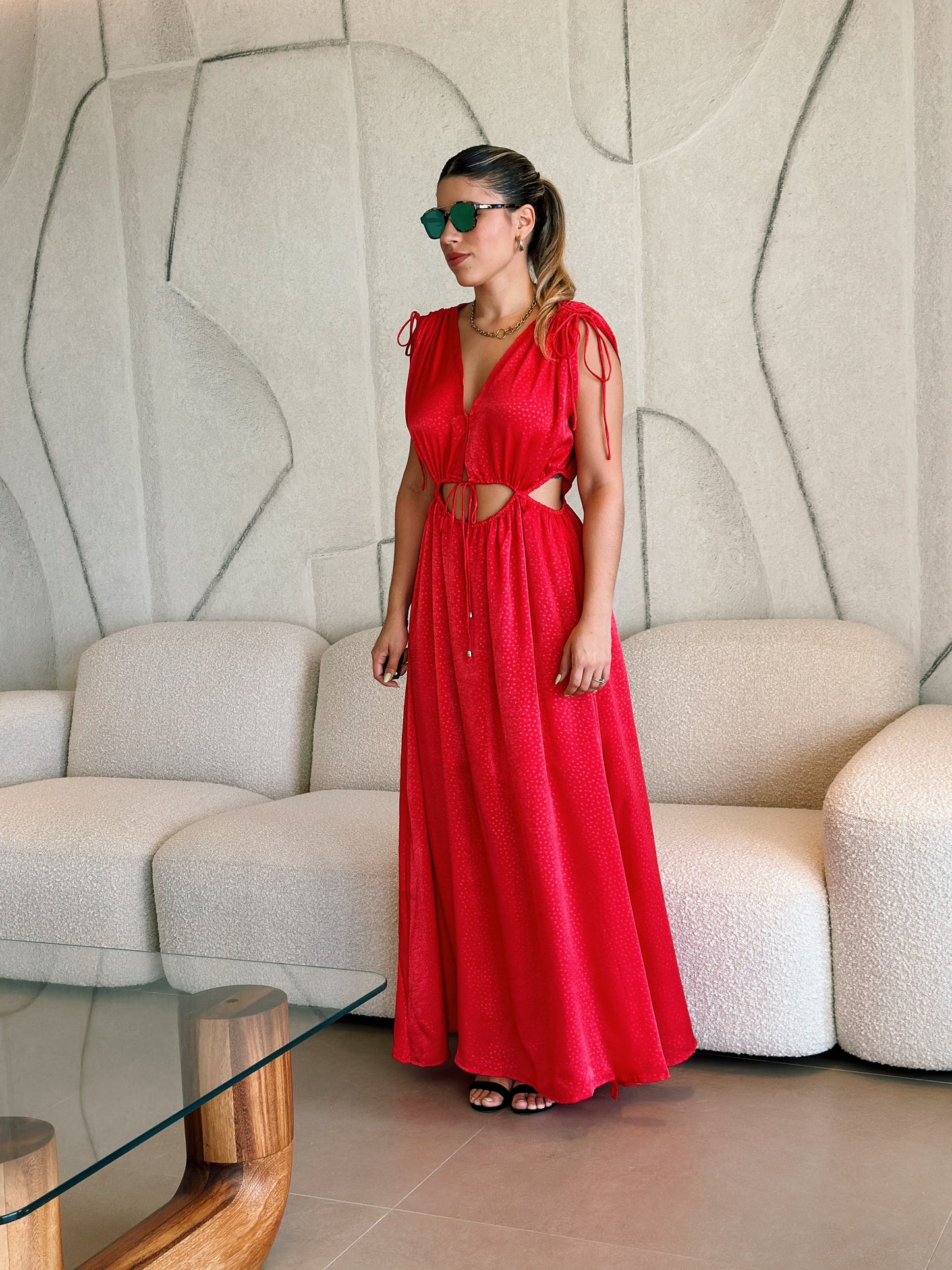 Red Cut Out Maxi Dress
