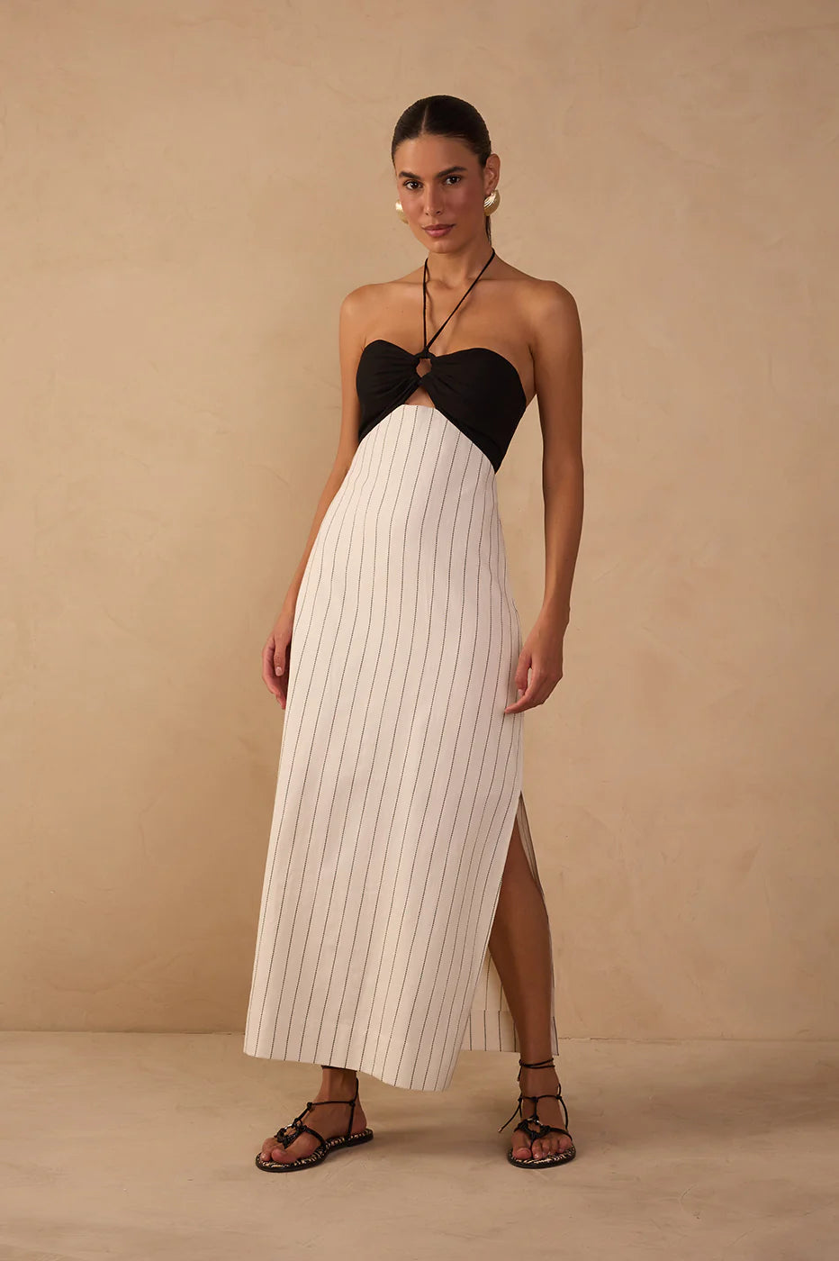 Stripes Side Slit Midi Dress - Dress To