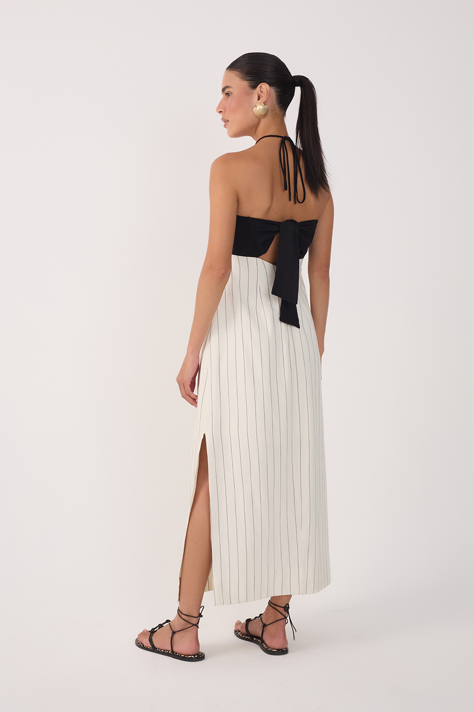 Stripes Side Slit Midi Dress - Dress To
