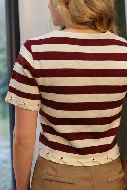 Knit Stripe Red Top