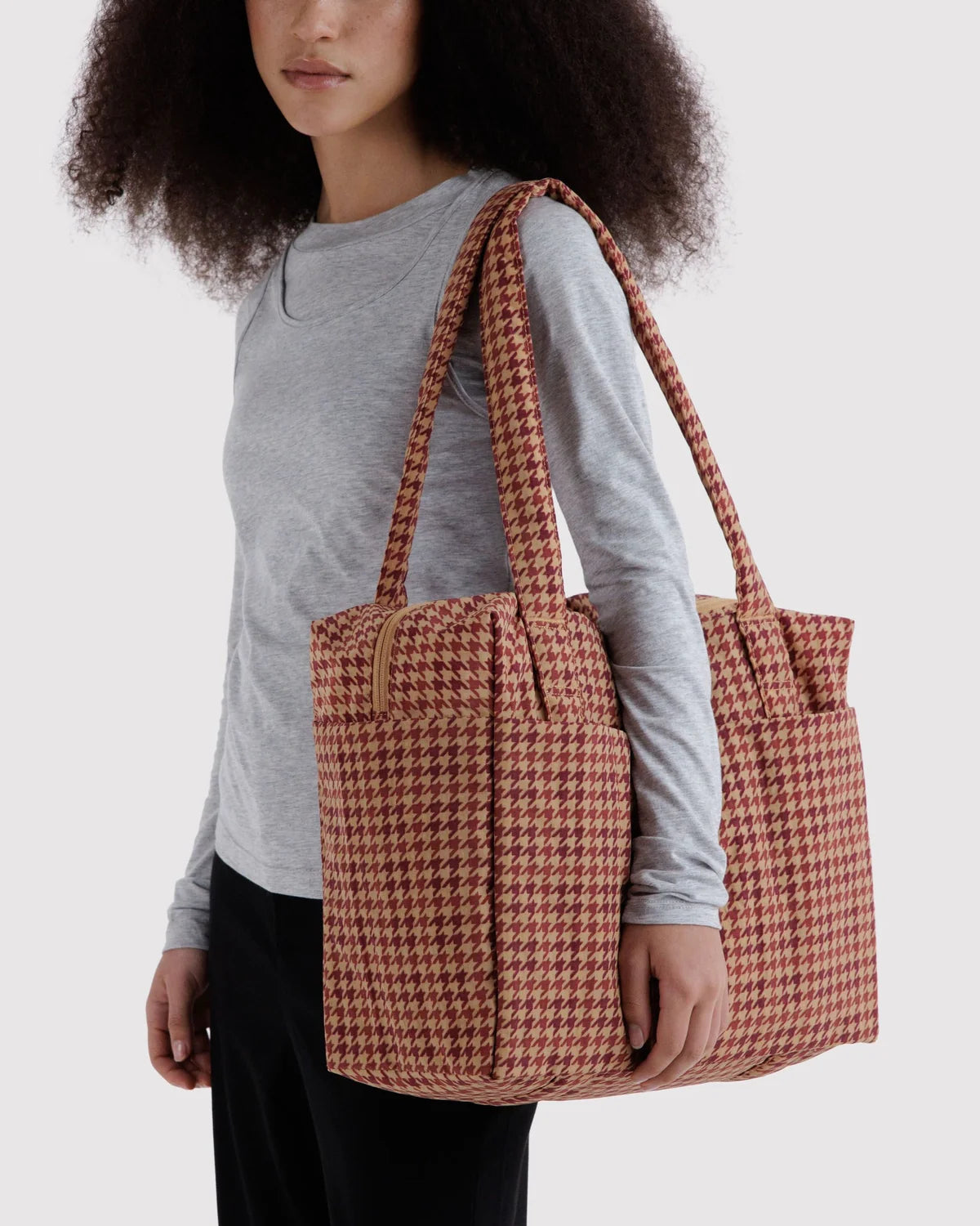Small Cloud Carry-On - Tan Houndstooth