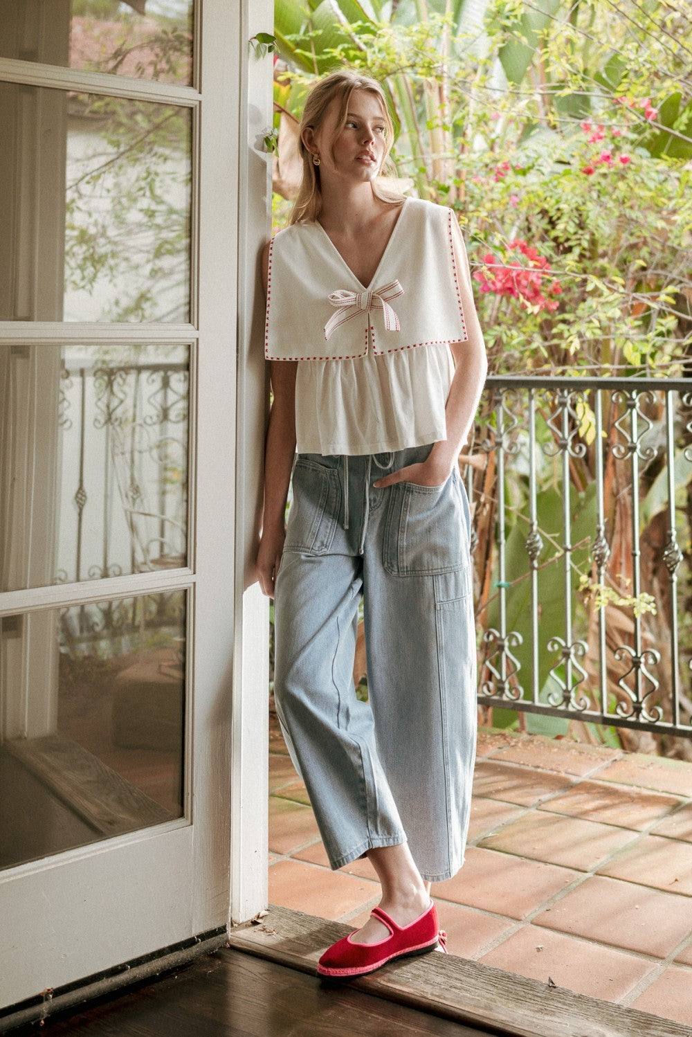 Sailor Collar White Top