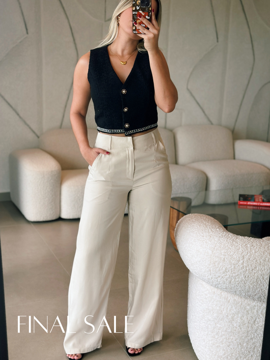 Ivory Wide Leg Trousers