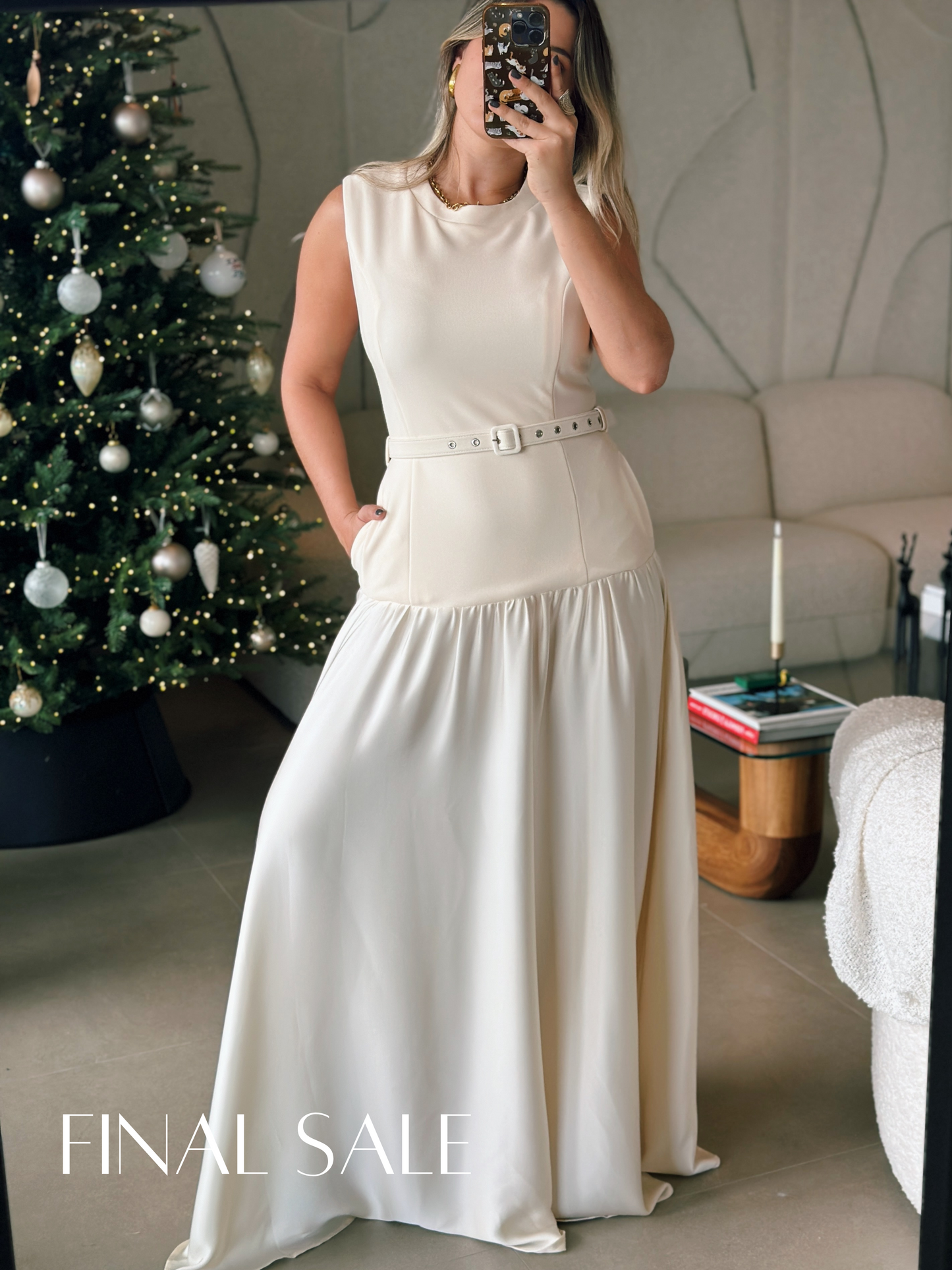 White Belted Maxi Dress