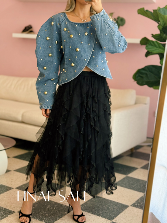 Studded Denim One Size Top