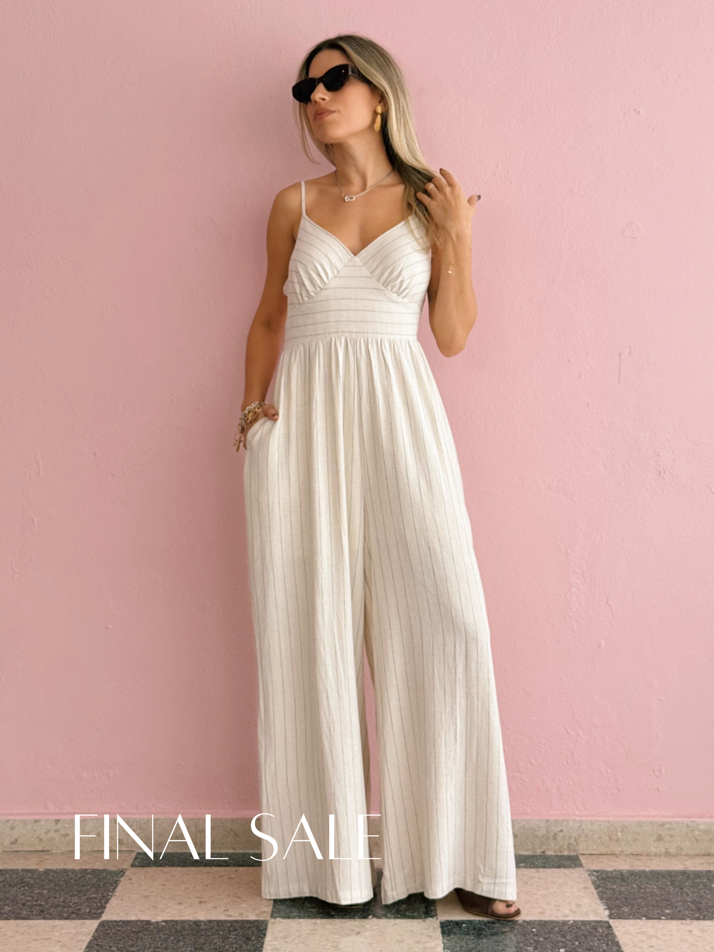 Ivory Stripped Jumpsuit