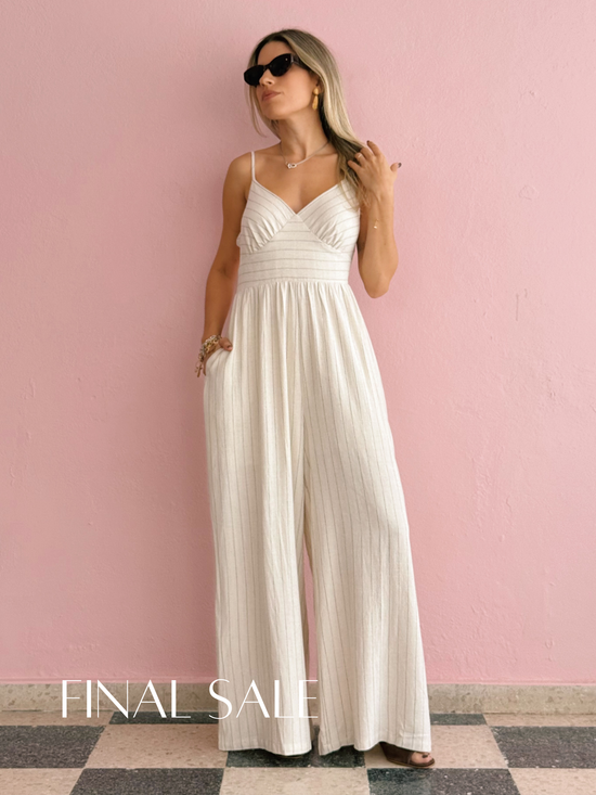 Ivory Stripped Jumpsuit
