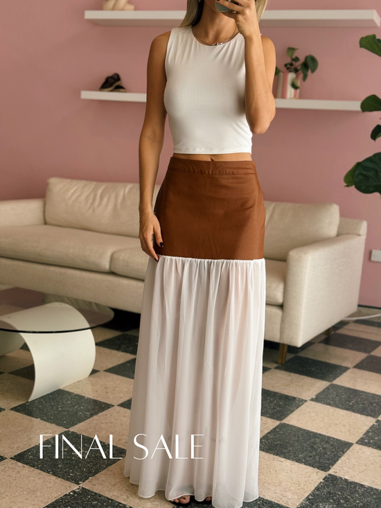 Leather Mixed Media Skirt