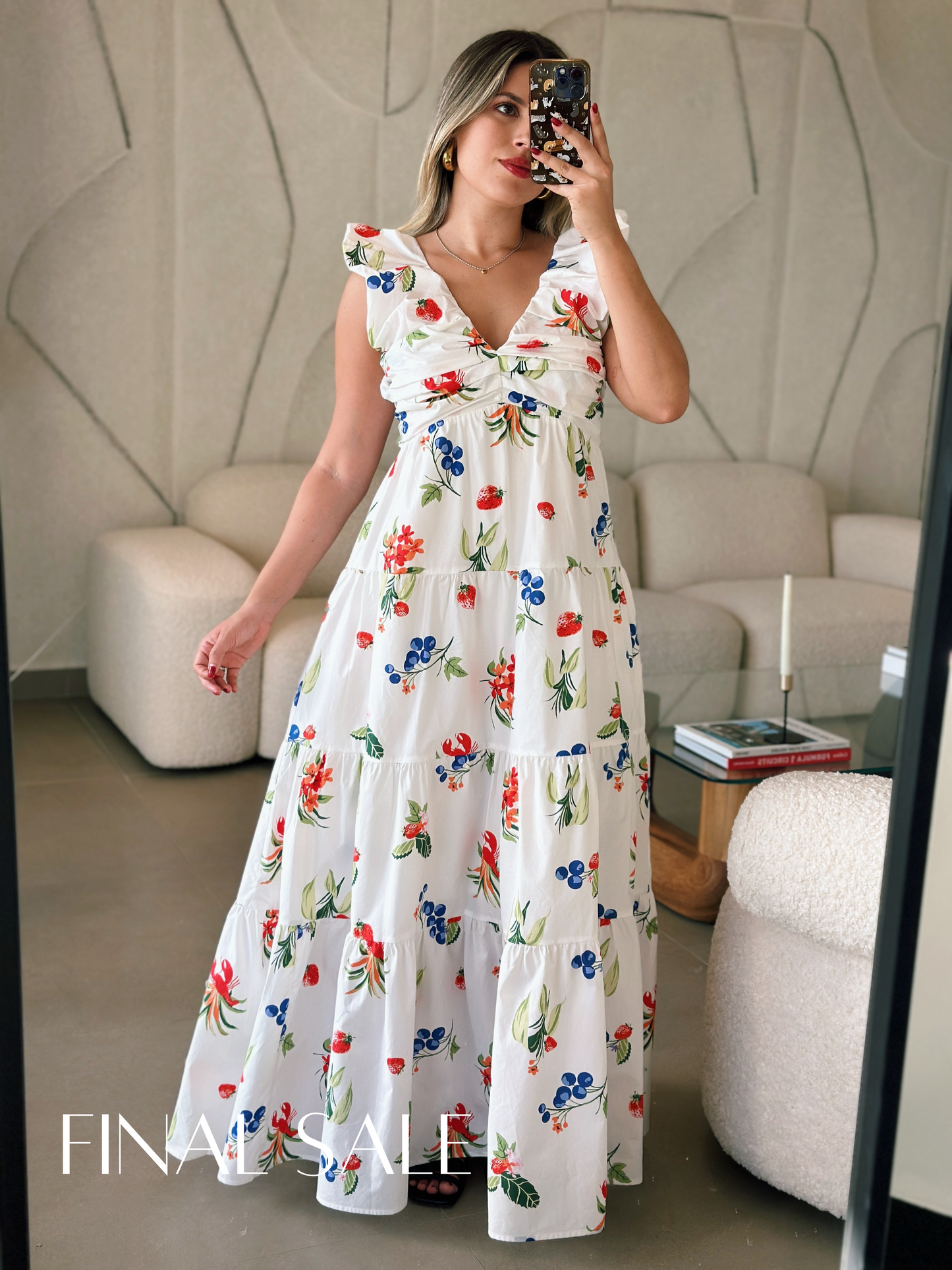 White Fruity Maxi Dress