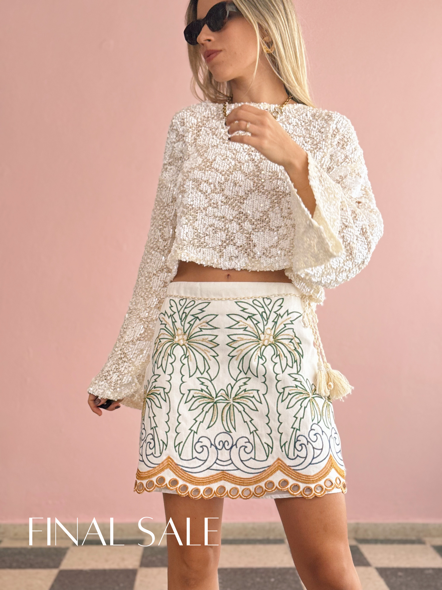 Embroidered Palm Skirt