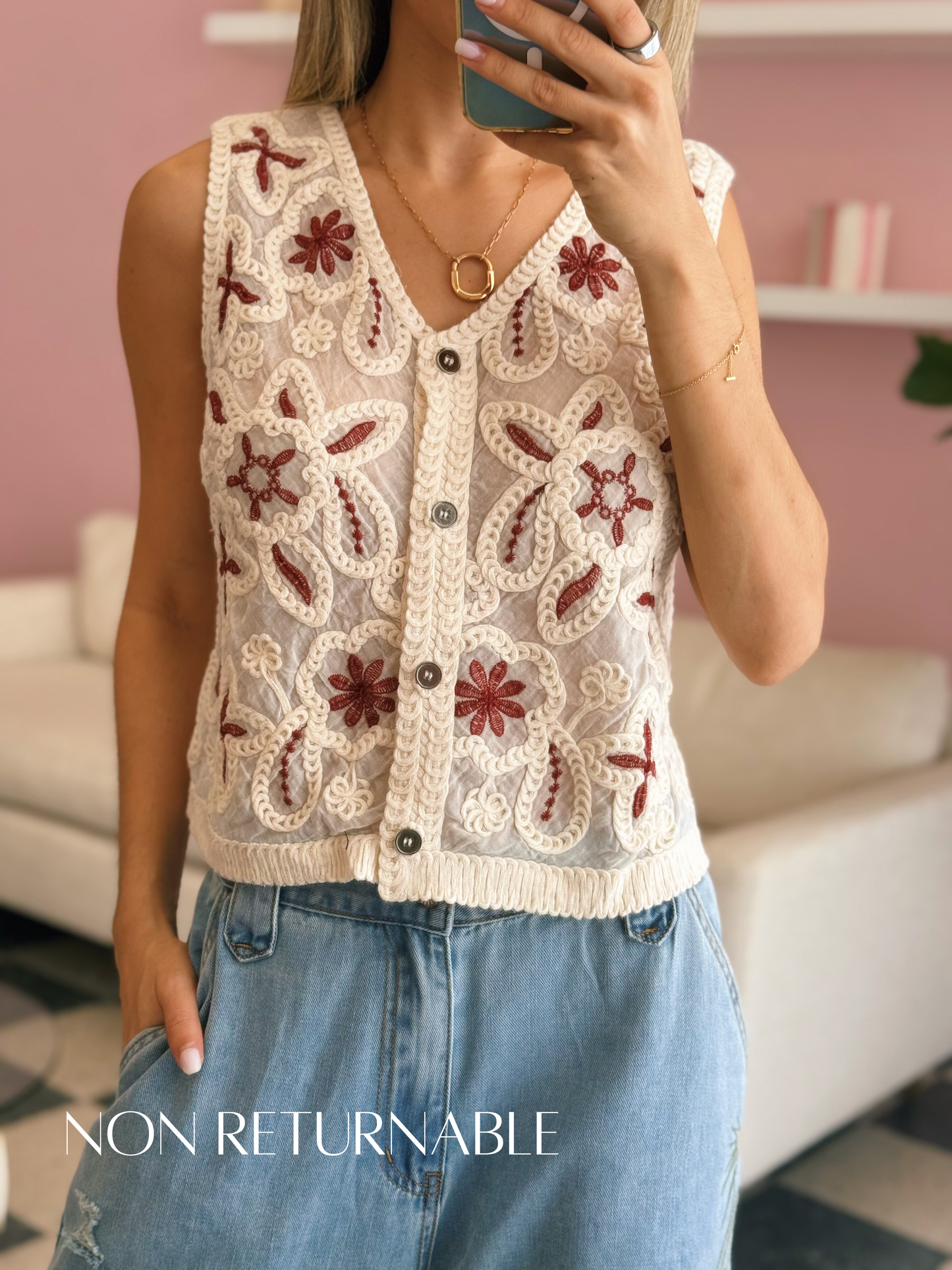 PRE ORDER (final sale/read description) One Size Burgundy Details Top