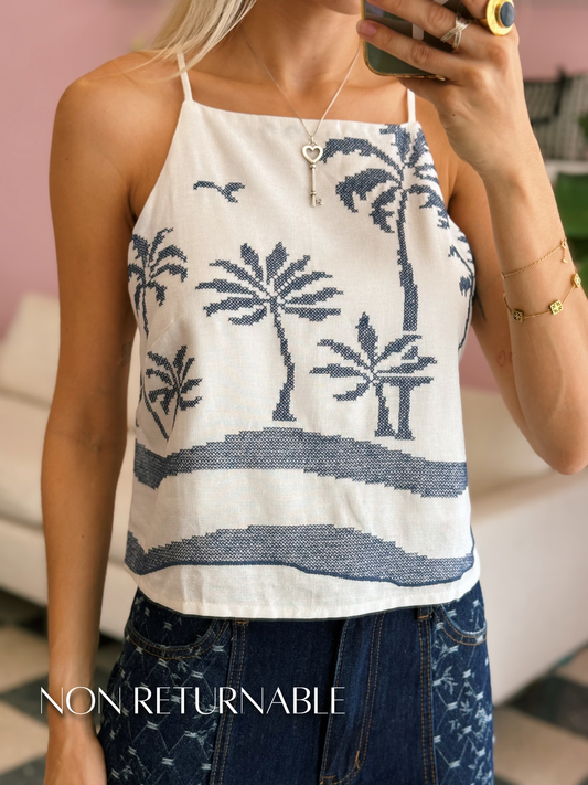 Palm Linen Top - Dress To