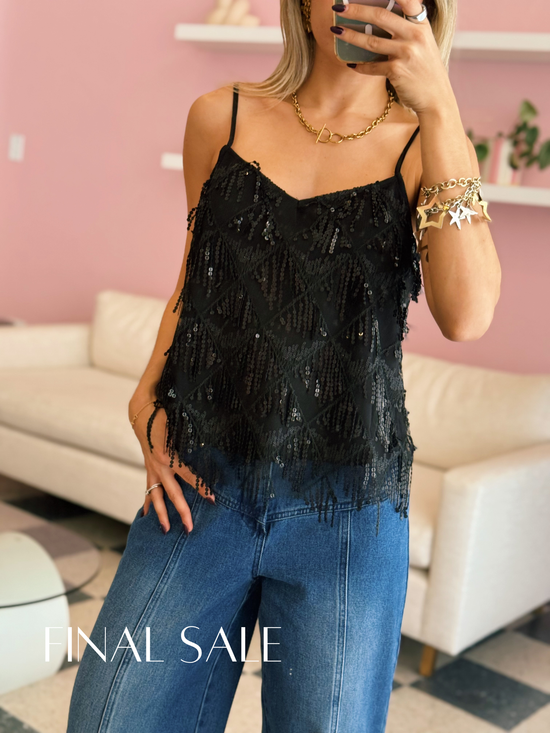 Black Sequin Top