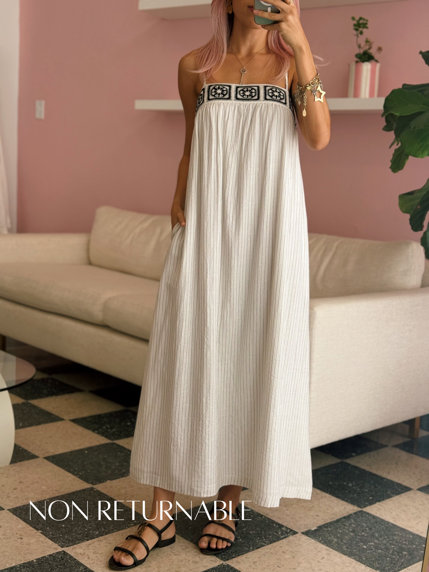 White Pinstripe Dress