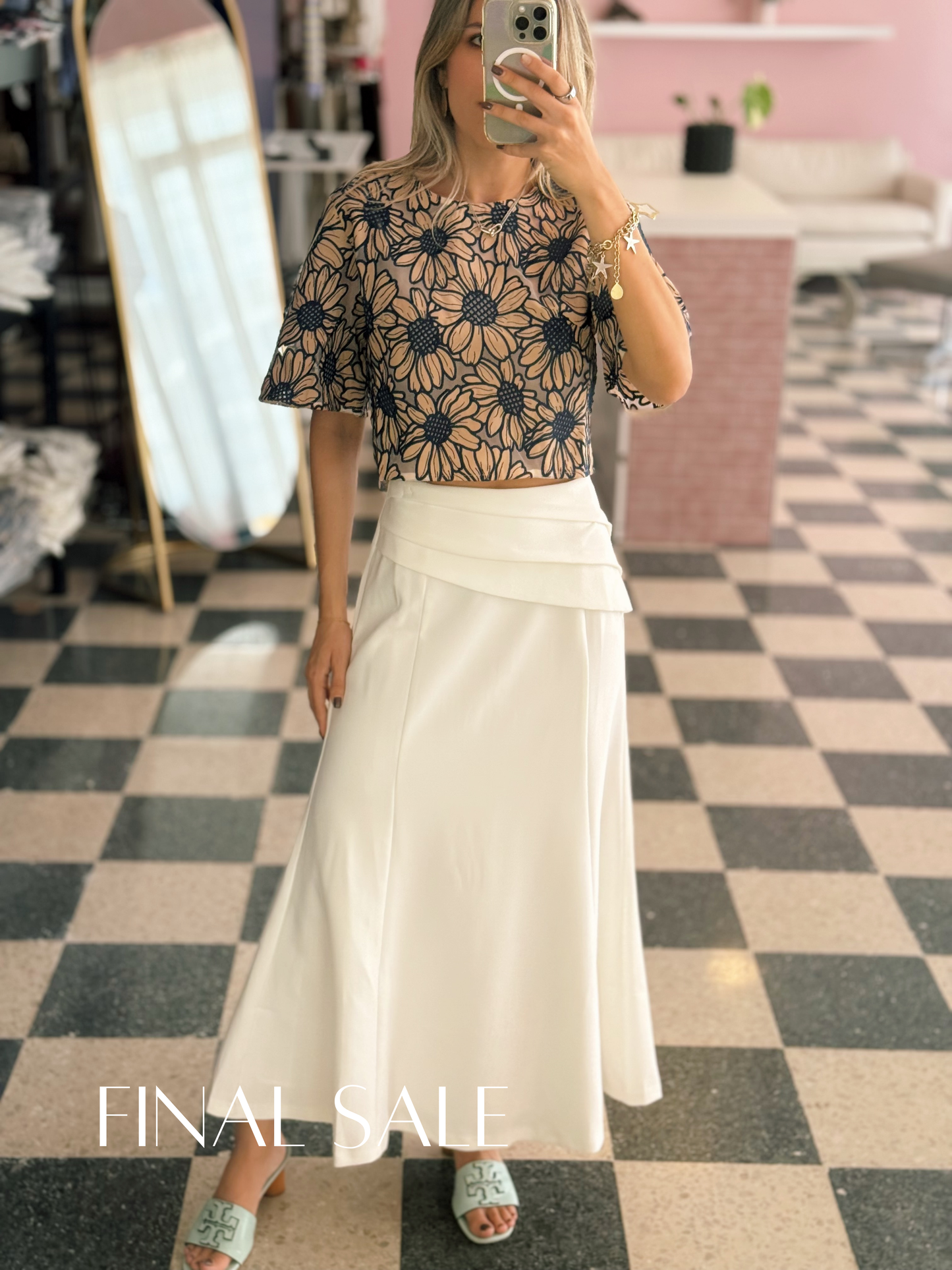 Layered White Flared Skirt