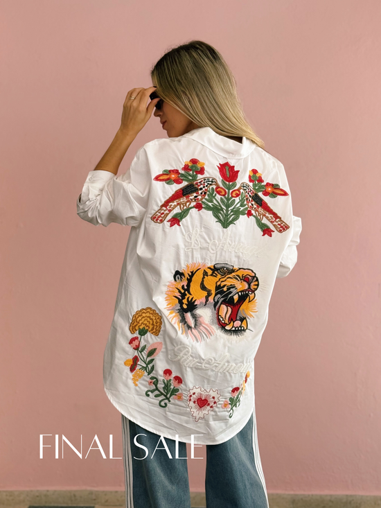 Tiger Embroidered Top