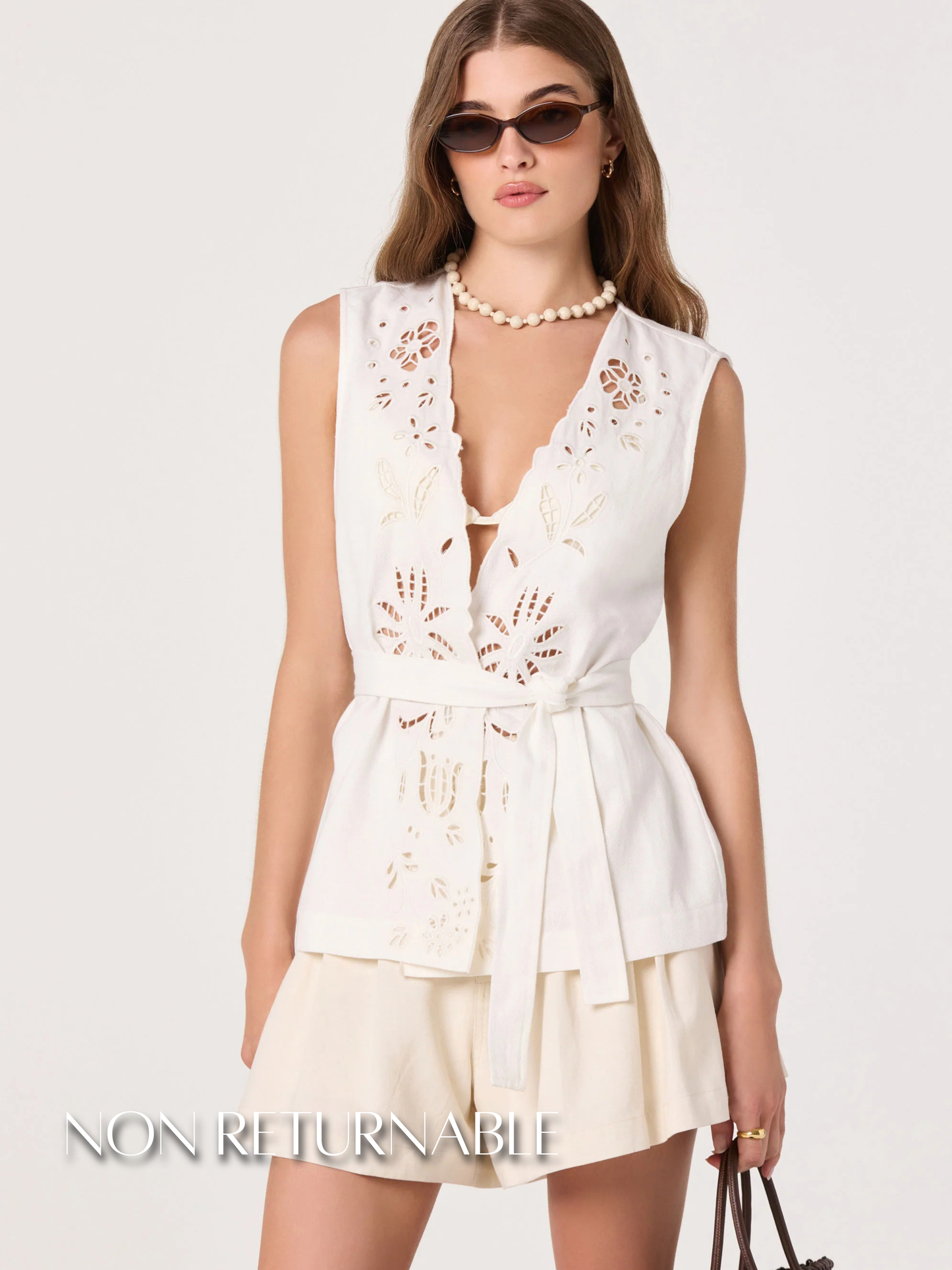 Greta Cutwork Embroidery Longline Vest