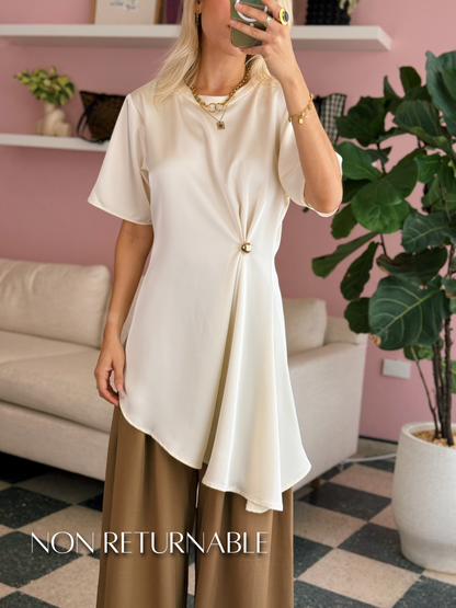 Satin Draped Asymmetric Top