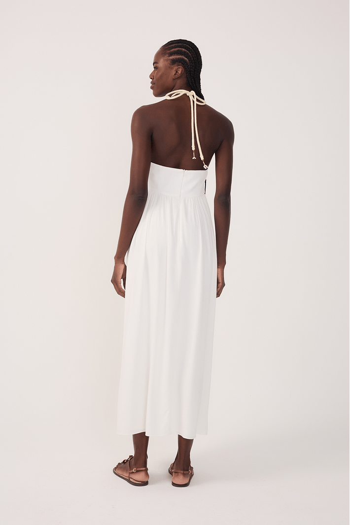 Linen Embroidered Dress - Dress To