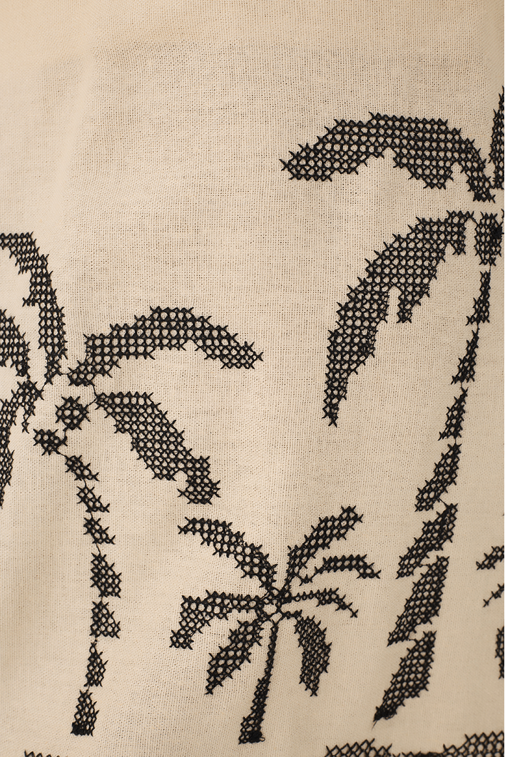 Short Linen Dress with Embroidered Edge - Made in Brazil