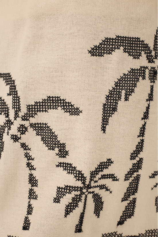 Short Linen Dress with Embroidered Edge - Made in Brazil