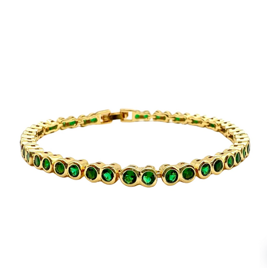 Load image into Gallery viewer, Bezel Tennis Bracelet- Emerald
