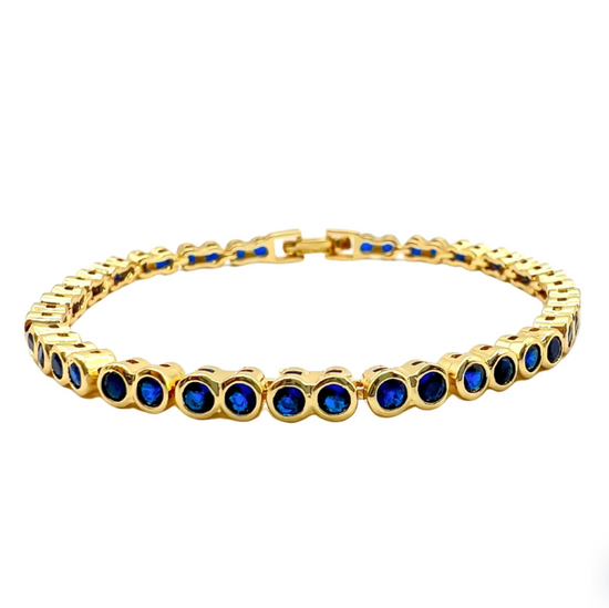 Load image into Gallery viewer, Bezel Tennis Bracelet- Sapphire

